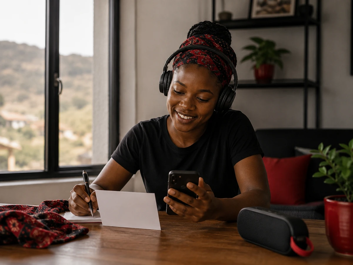 Nquthu Radio listener choosing a song for a dedication