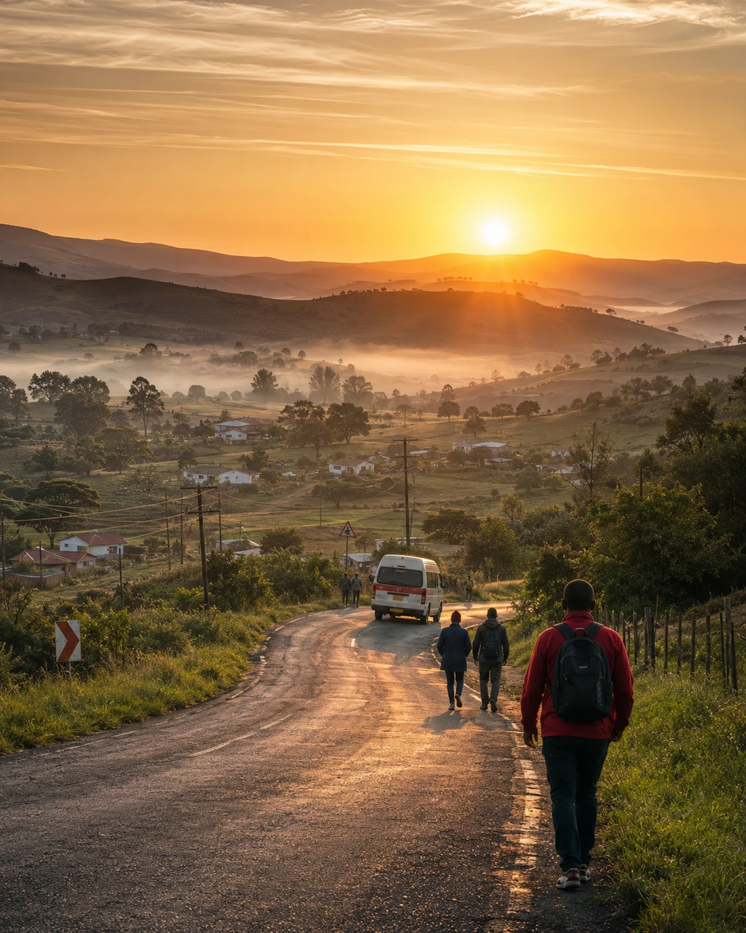 Sunrise over Nquthu representing the morning breakfast radio show