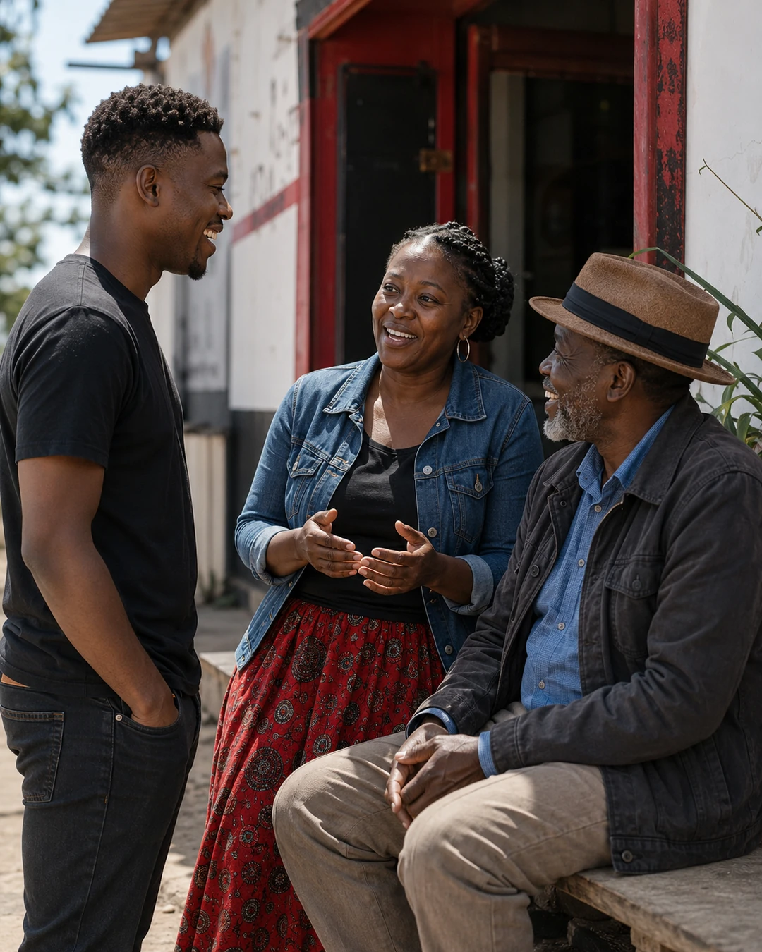 Nquthu community members talking together during the day