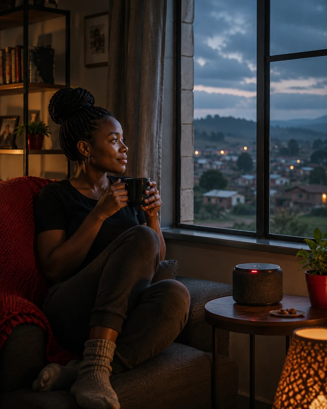 Calm evening listening scene representing Kleza Nathi